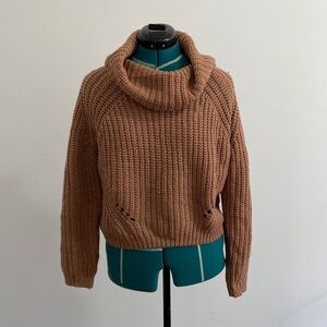 Dusty pink chunky knit turtle neck sweater